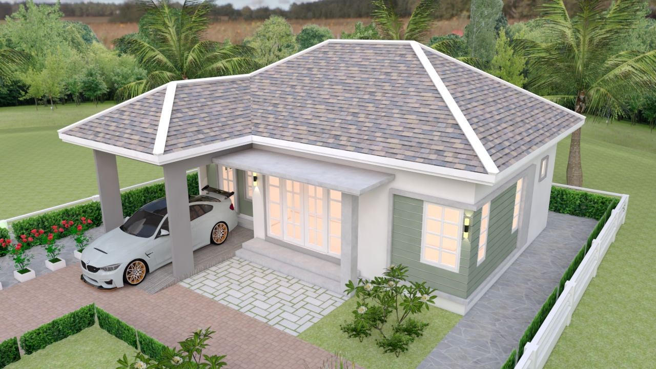 House Design Plans 10x10 Meter 33x33 Feet 3 Bedrooms Hip Roof