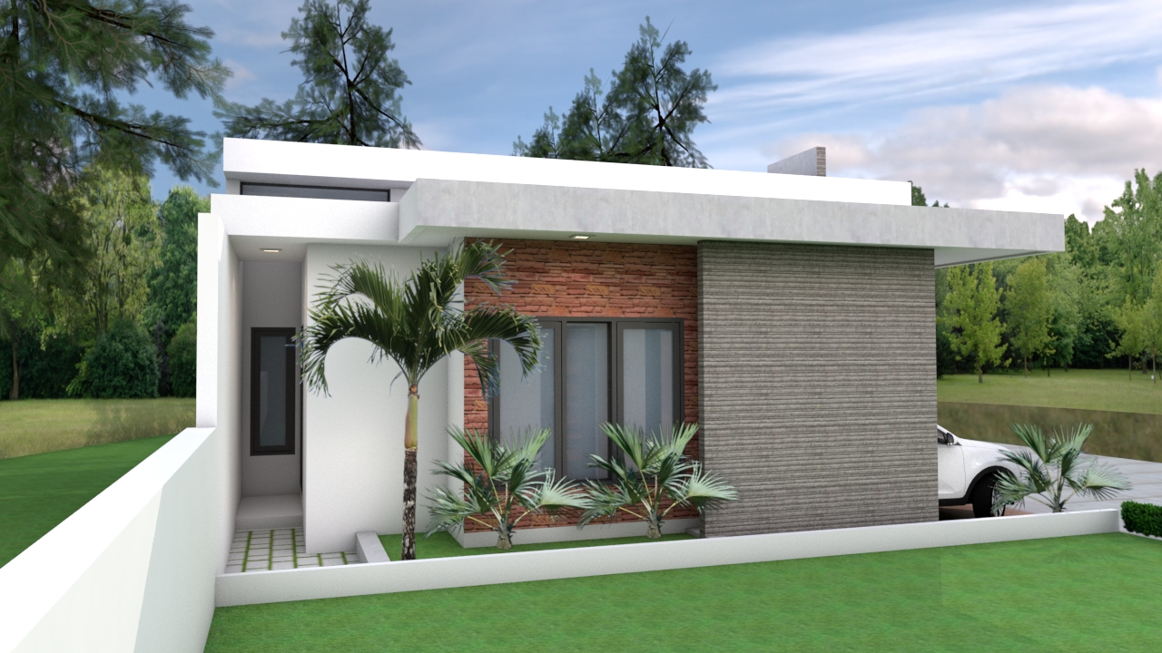 House Design 3d 8x10 Meter 26x33 Feet  2 Bedrooms Terrace roof