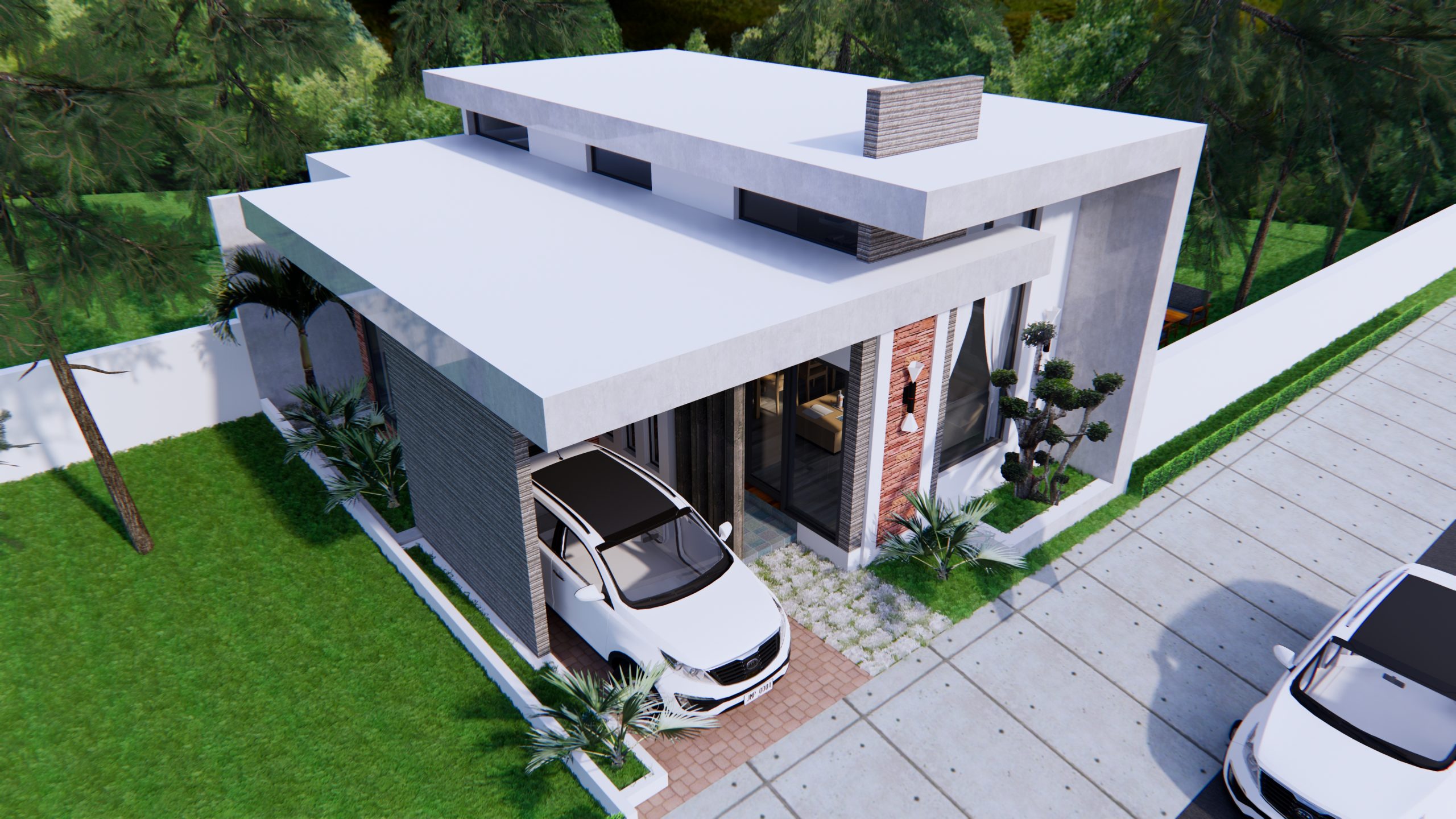 House Design 3d 8x10 Meter 26x33 Feet  2 Bedrooms Terrace roof