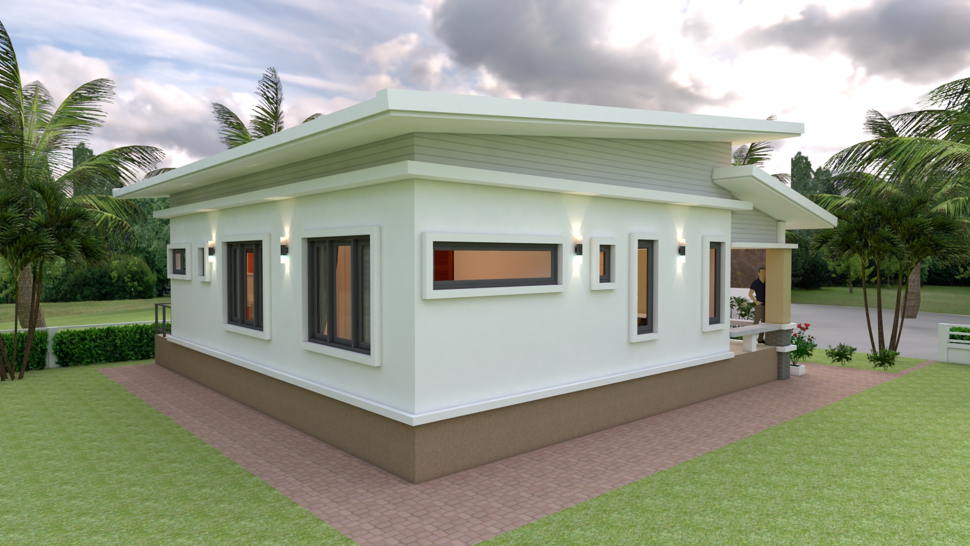 House Design 3d 10x10 Meter 33x33 Feet 3 Bedrooms Shed roof