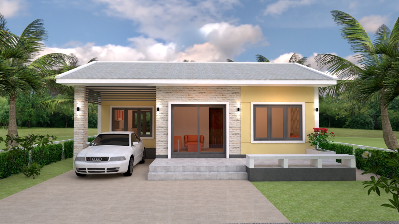 House Design 3d 11x11 Meter 36x36 Feet 3 Bedrooms Gable Roof