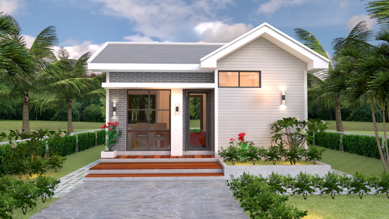Small House Design Plans 5x7 with One Bedroom Gable Roof