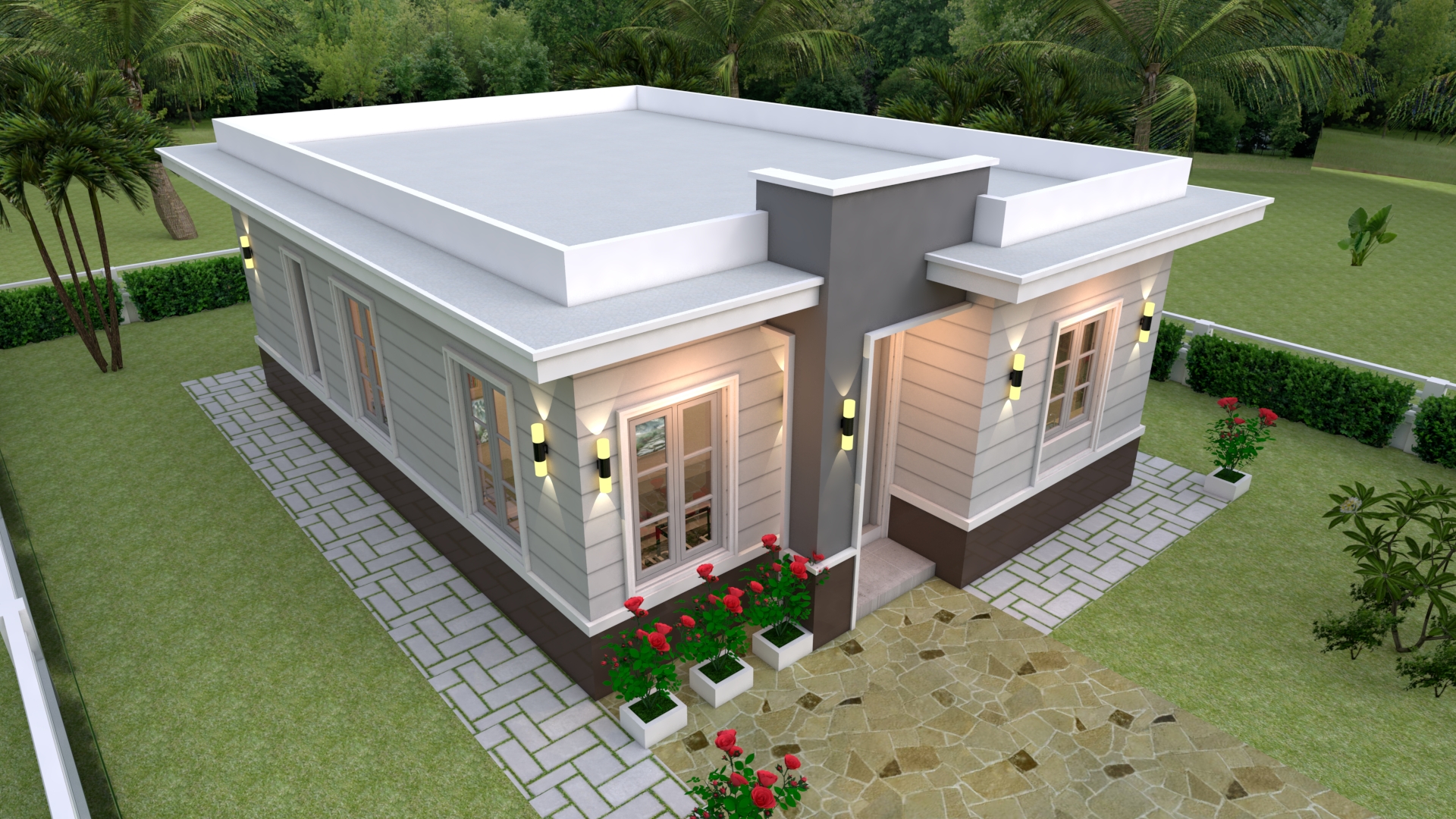 House Design 3d 7x10 Meter 23x33 Feet 3 Bedrooms Terrace Roof