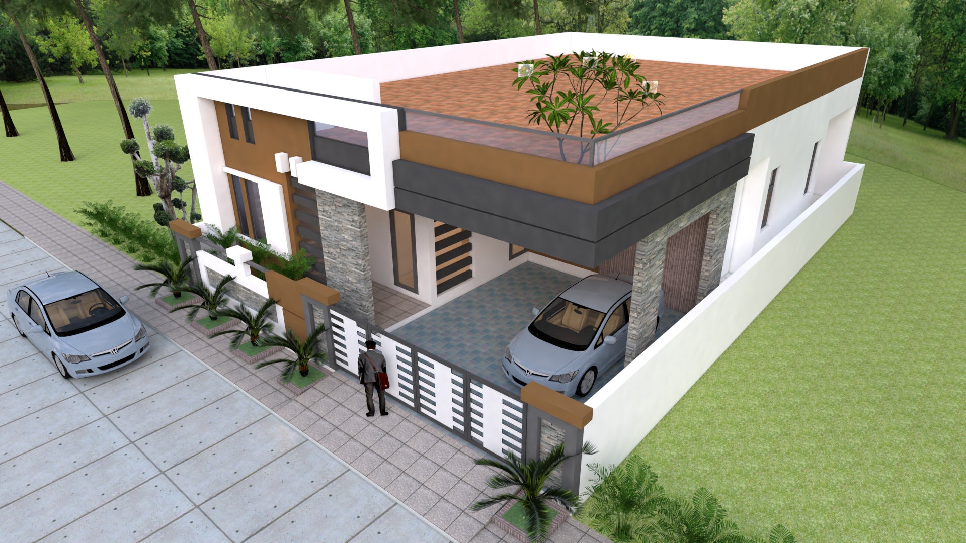 House design 140x60feet 12x18meters 4 Bedrooms