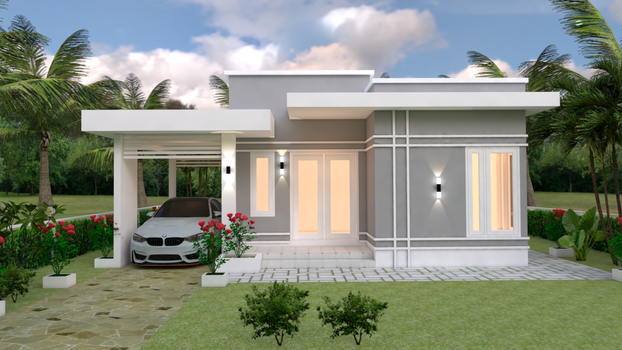 House Design 3d 9x12 Meter 30x40 Feet 3 Bedrooms Shed roof