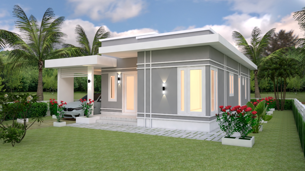 House Design 3d 9x12 Meter 30x40 Feet 3 Bedrooms Shed roof