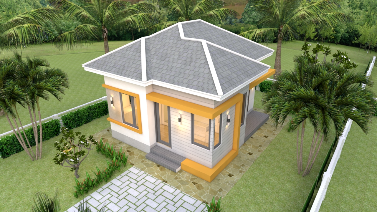 Small House Plans 5.5x6.5 with One Bedroom Hip roof
