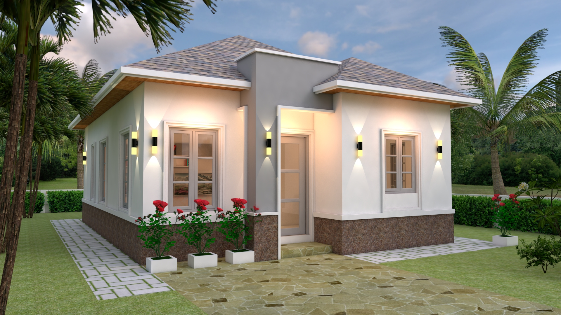 Simple Small House 7x10 Meter 23x33 Feet 3 Beds