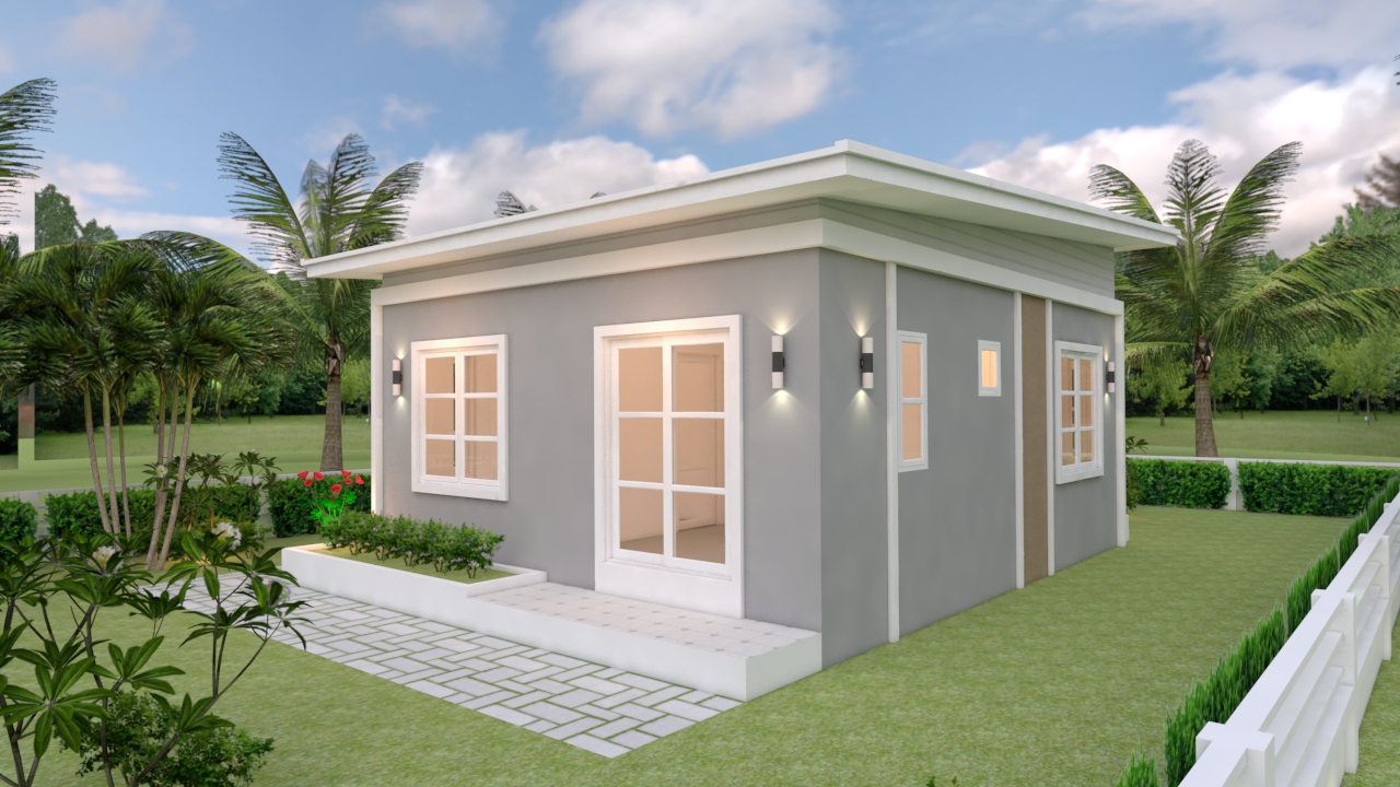 House Design 3d 6.5x8 Meter 21x26 Feet 2 Bedrooms Shed Roof