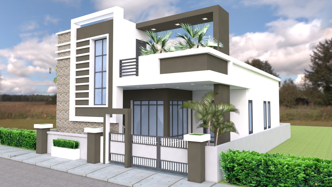 House Design 11x15 Meters 36x49 Feet 3 bedrooms Terrace Roof