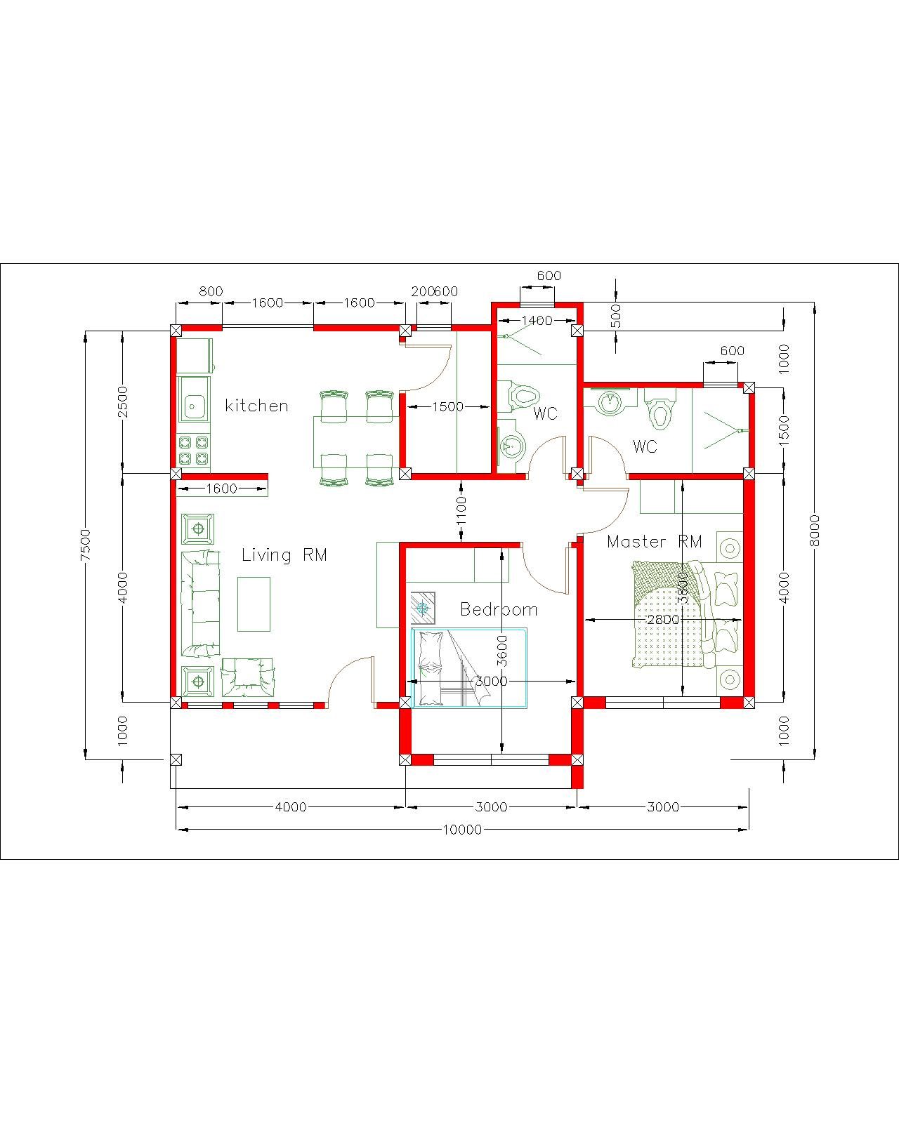 House Design Plan 10x8 Meter 33x26 Feet