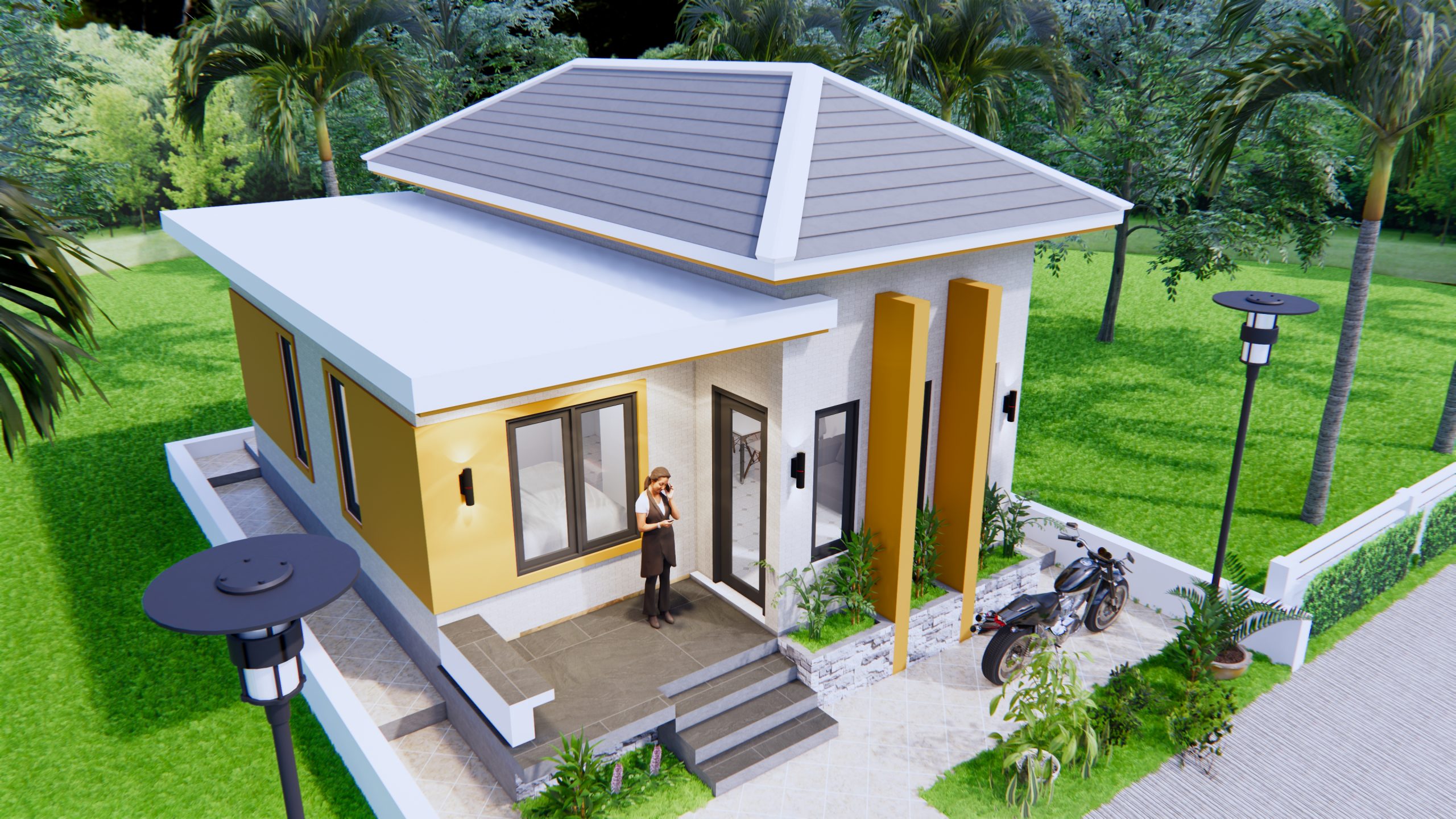 Small House Design 6x8Meter 20x27Feet Hip Roof