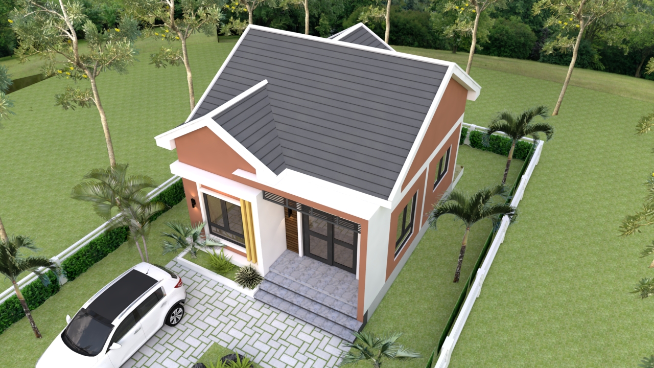 Small House Plans 6.5x8.5 Meter 22x28 Feet with 2 Bedrooms Shed roof 1