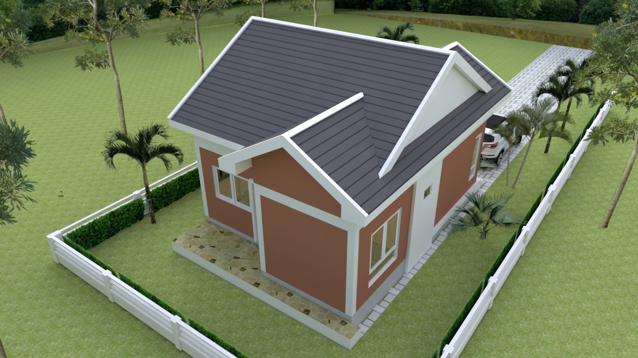 Small House Plans 6.5x8.5 Meter 22x28 Feet with 2 Bedrooms Shed roof 3