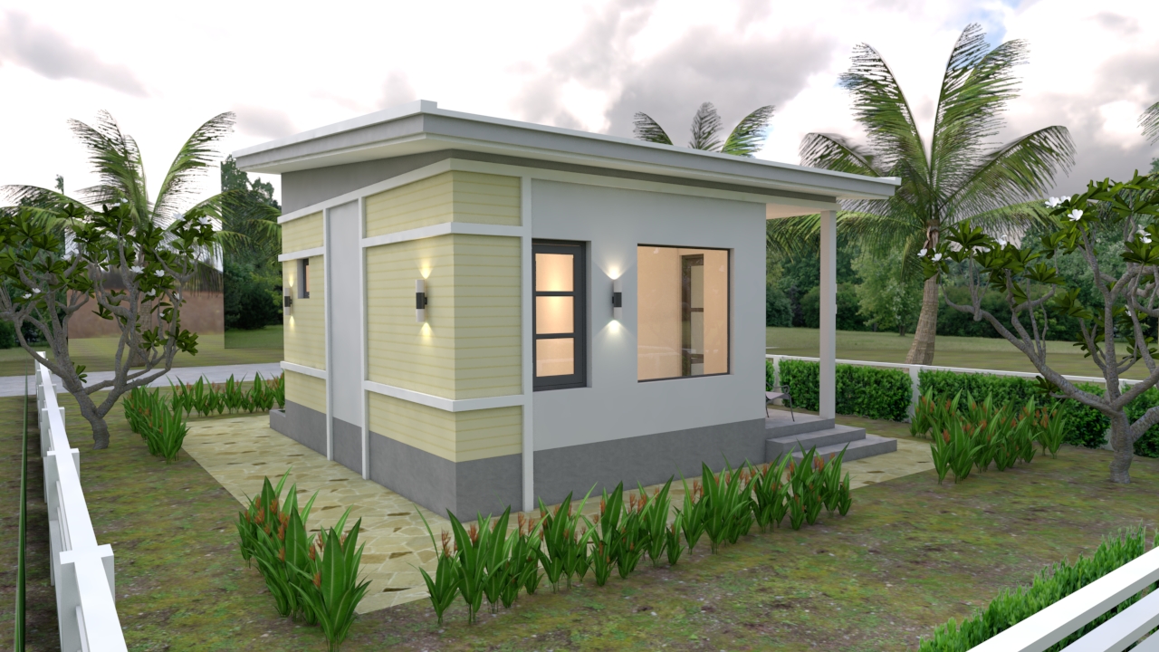 One Bedroom House Plans 6x6 with Shed Roof