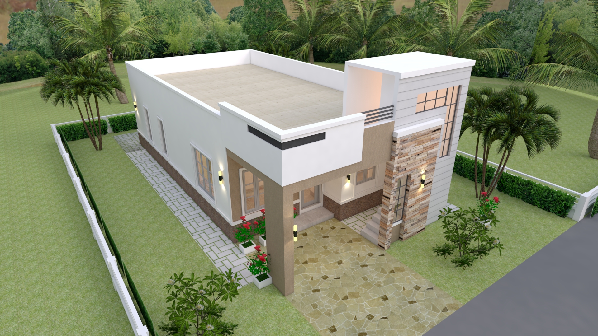House Design 3d 7x14 Meter 23x46 3 Bedrooms Terrace Roof