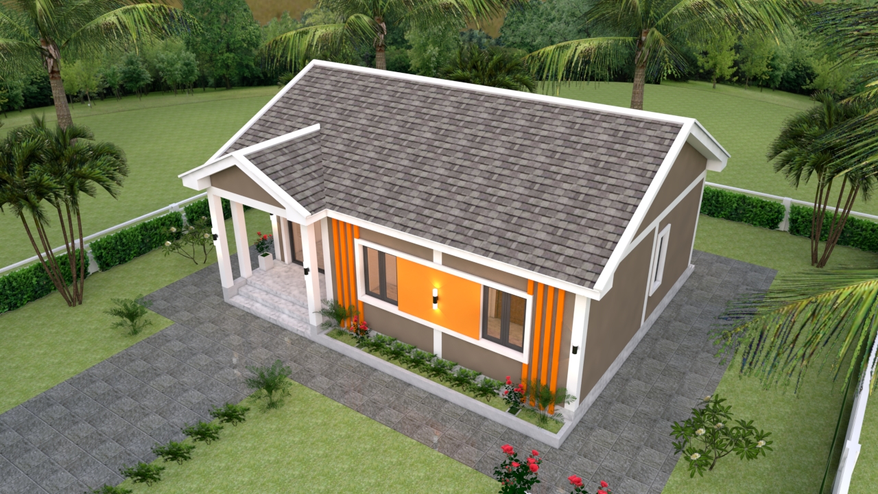 House Design 3d 9x7 Meter 30x23 Feet 2 Bedrooms Gable Roof