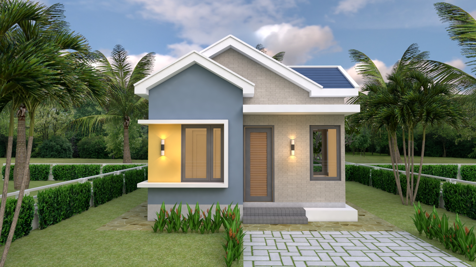 House design Plans 5.5x6.5 with One Bedroom Gable roof