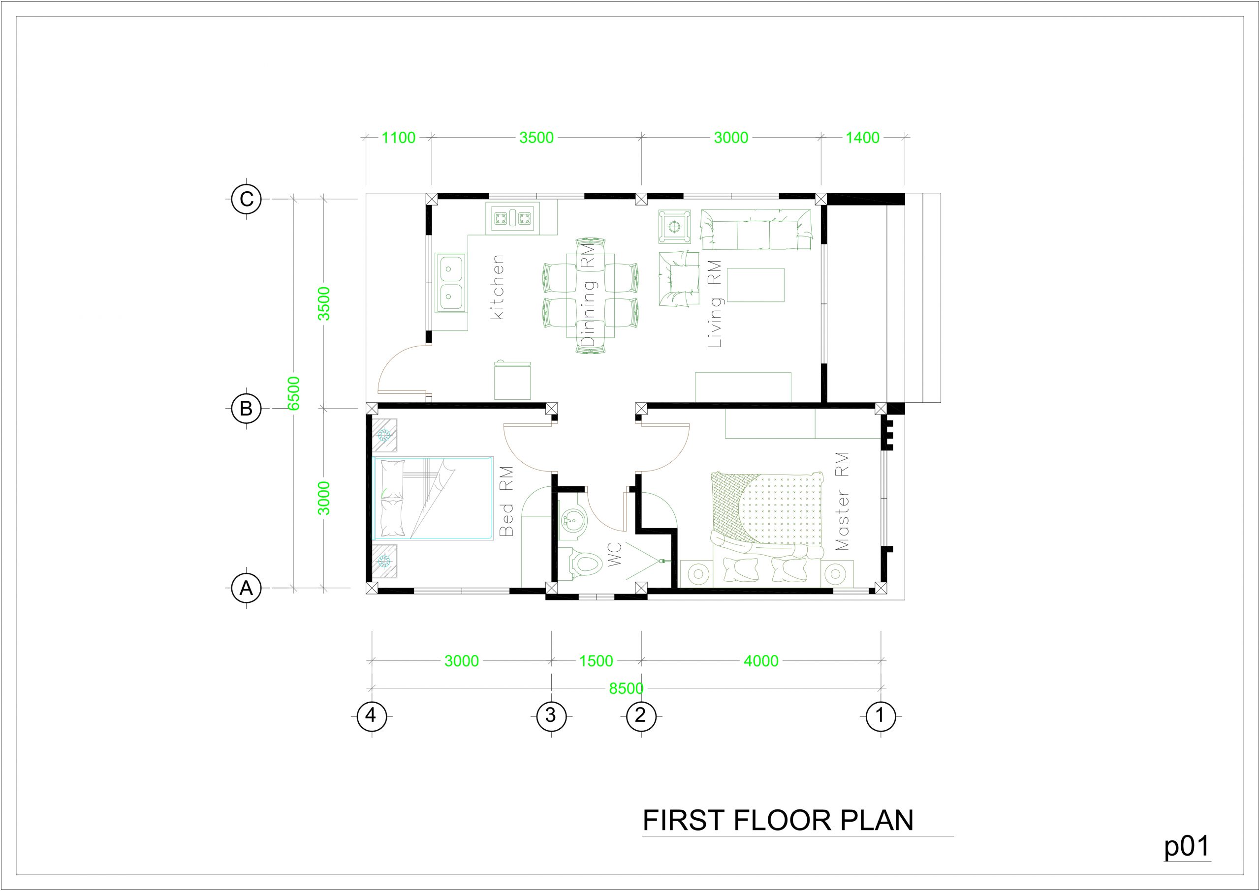 Small House Design 6.5x8.5 meter 22x28 Feet House Layout floor plan