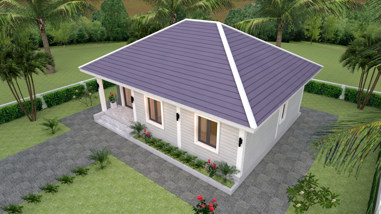 House Design 3d 9x7 Meter 30x23 Feet 2 Bedrooms Hip Roof