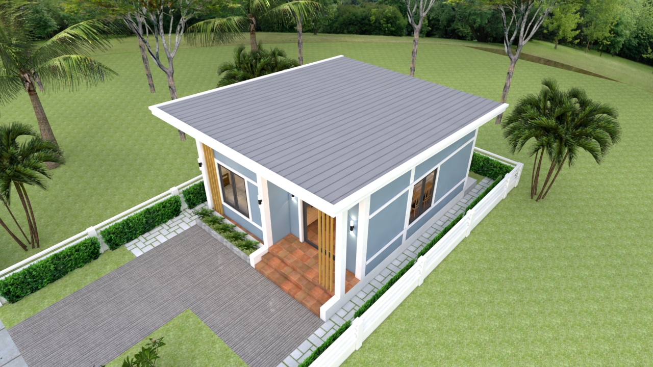 House Design 3d 6x7 Meter 20x23 Feet 2 Bedrooms Shed Roof
