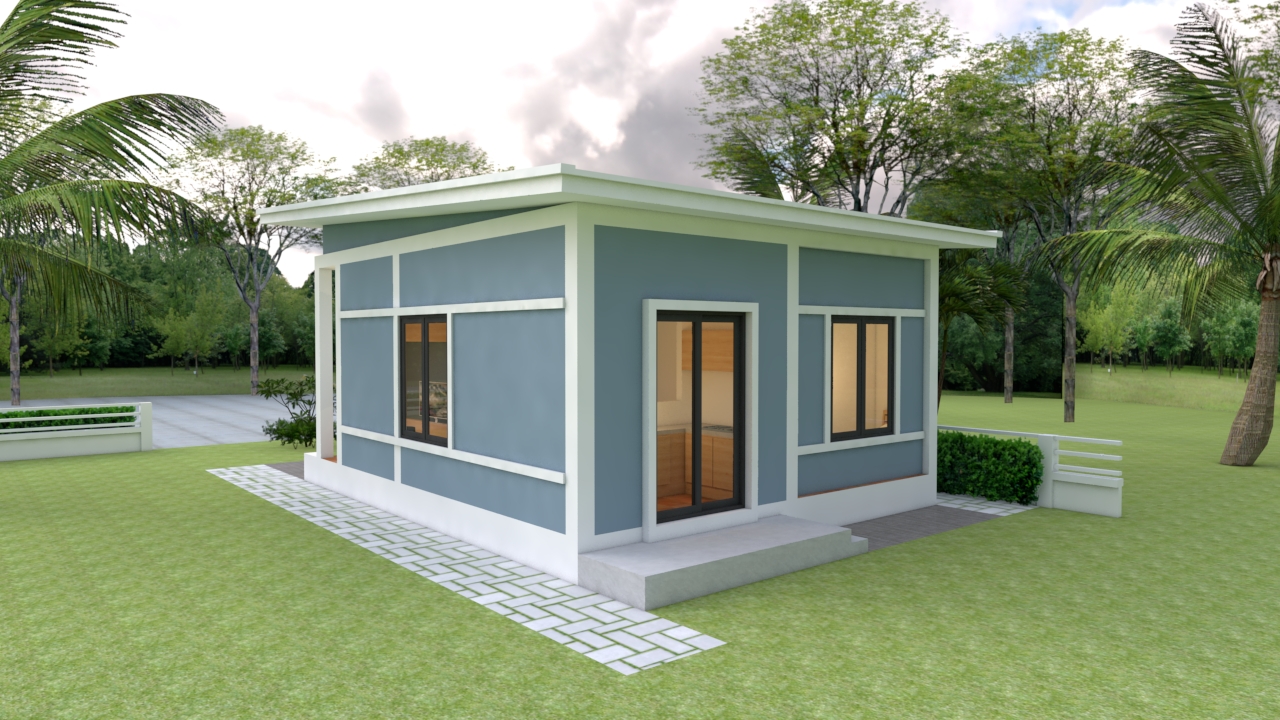 House Design 3d 6x7 Meter 20x23 Feet 2 Bedrooms Shed Roof
