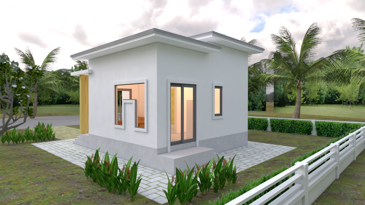 Small Modern House 6x6 Meter 20x20 Feet Flat Roof3