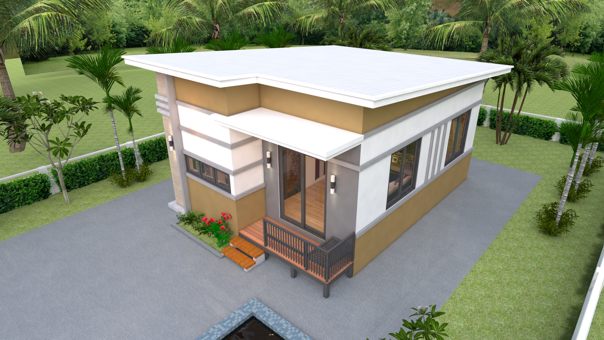 House Design 3d 6x8 Meter 20x26 Feet 2 Bedrooms Shed Roof
