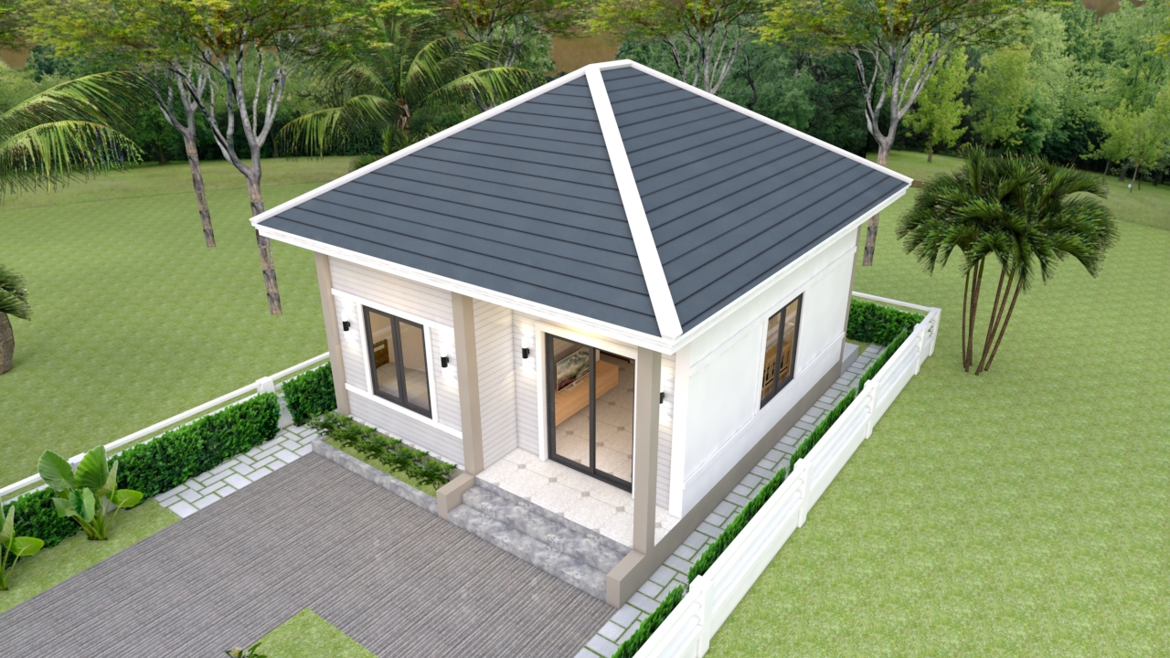House Design 3d 6x7 Meter 20x23 Feet 2 Bedrooms Hip Roof