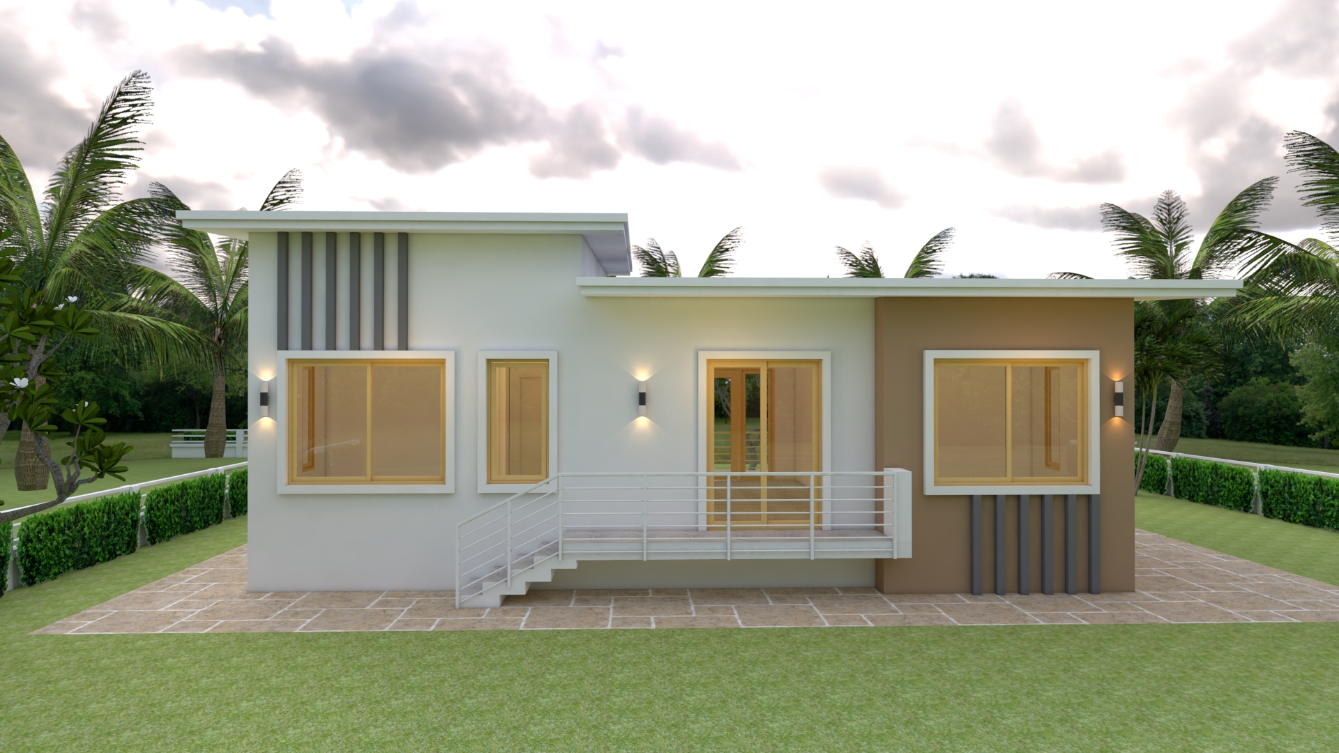 House Design 3d 12x12 Meter 39x39 Feet 4 Bedrooms Shed Roof