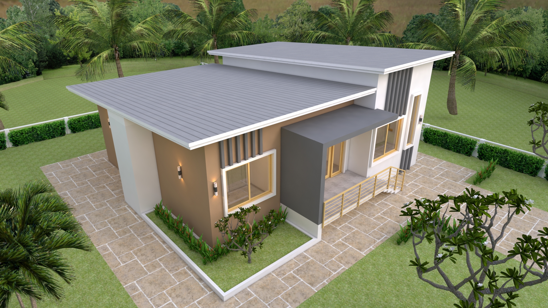 House Design 3d 12x12 Meter 39x39 Feet 4 Bedrooms Shed Roof