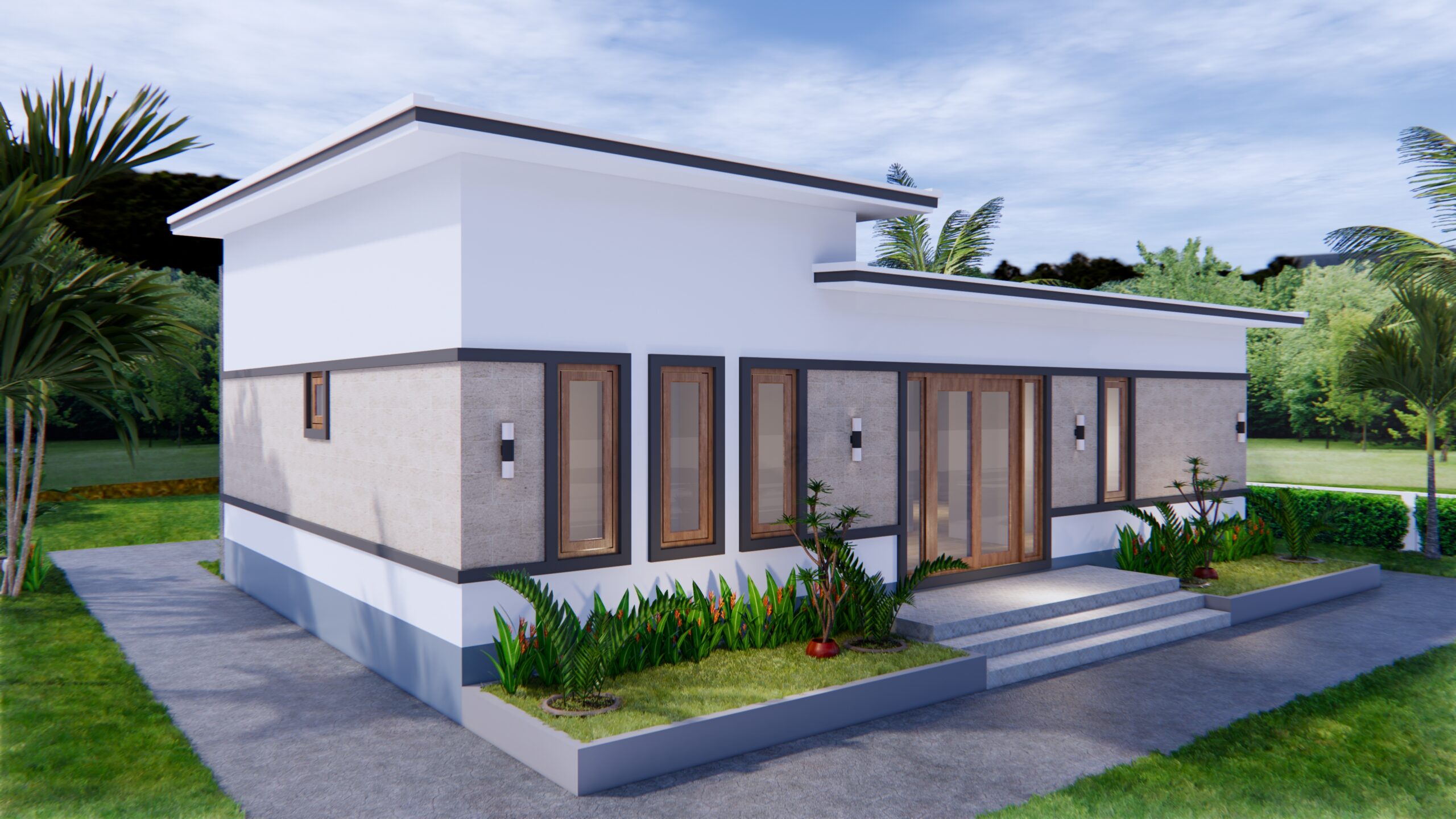 1 Story Modern House 12x12 Meters 40x40 Feet - Pro Home DecorS