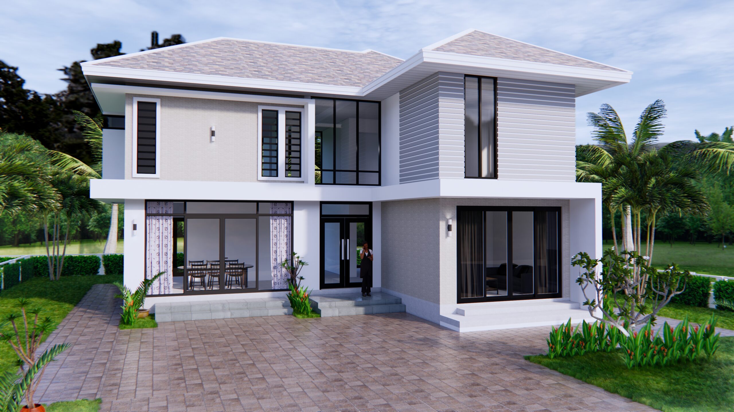 Home Designs 12.4x11 Meter 41x35 Feet 4 Beds 1