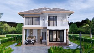 House Design 9x11 Meter 30x36 Feet 4 Beds 2