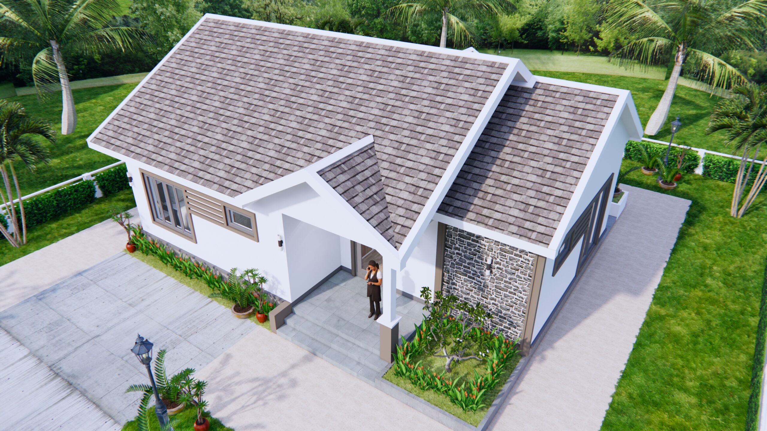 Modern House Drawing 12x9 Meter 40x30 Feet 2 Beds 4