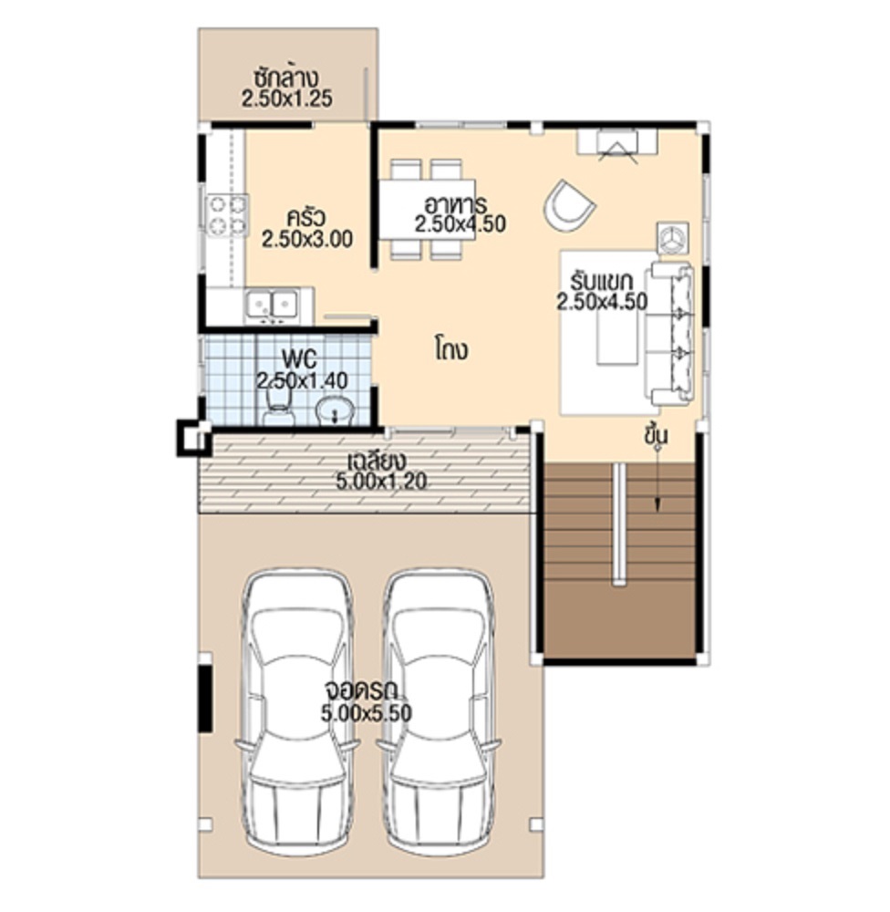 House plans 3d 7.5x11 with 3 bedrooms floor plans ground floor