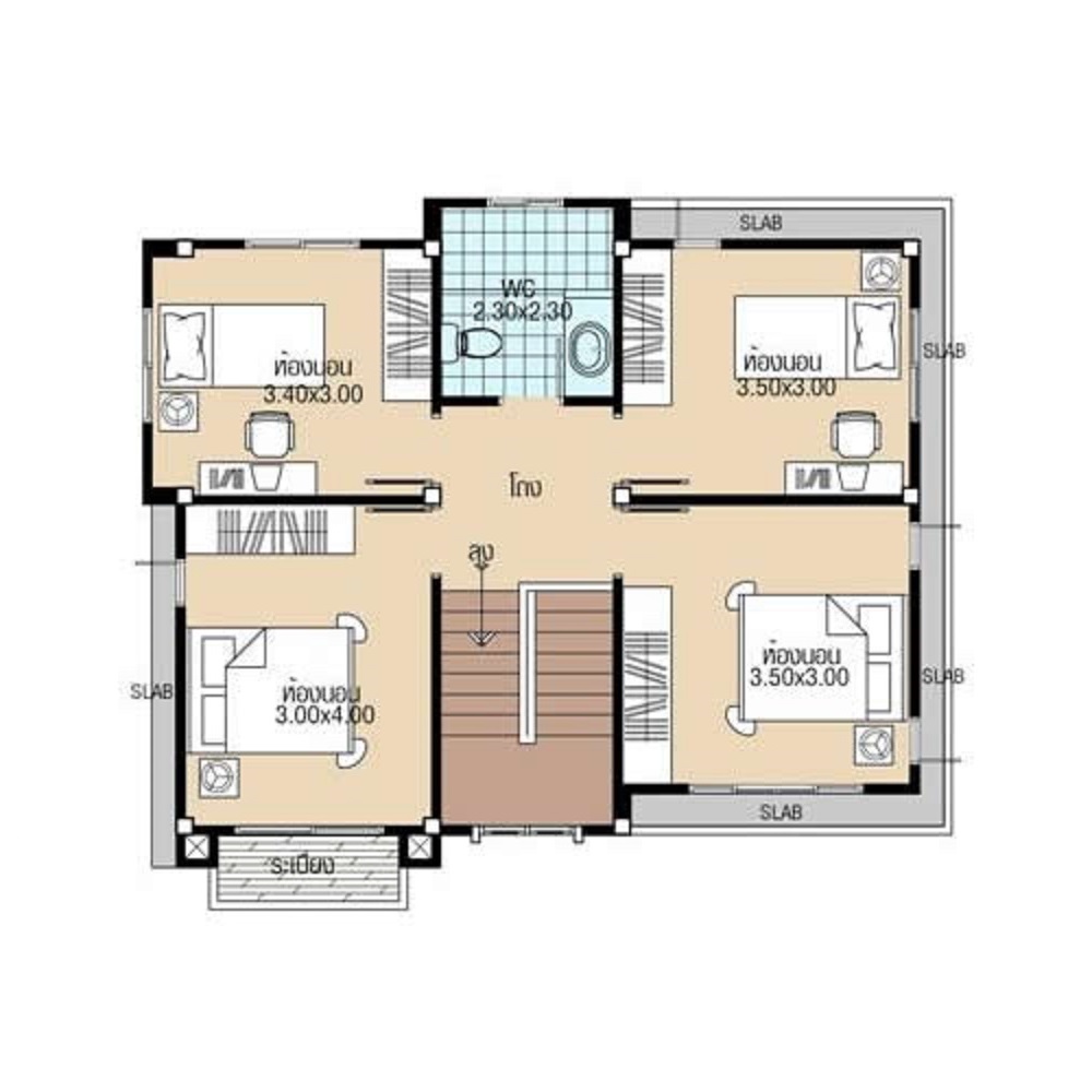 Simple House Plans 8.8x8 with 4 Bedrooms first floor plans