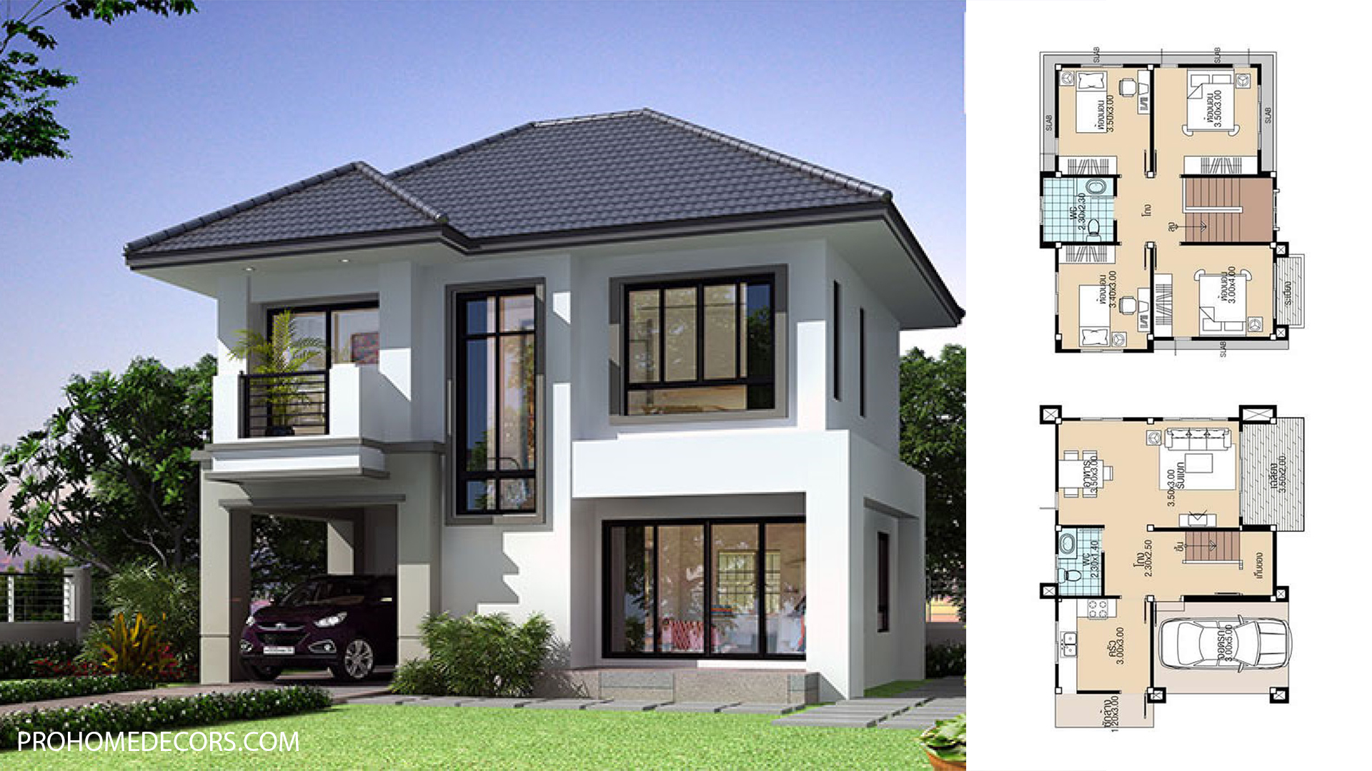 Simple House Plans 8.8x8 with 4 Bedrooms - Pro Home DecorS