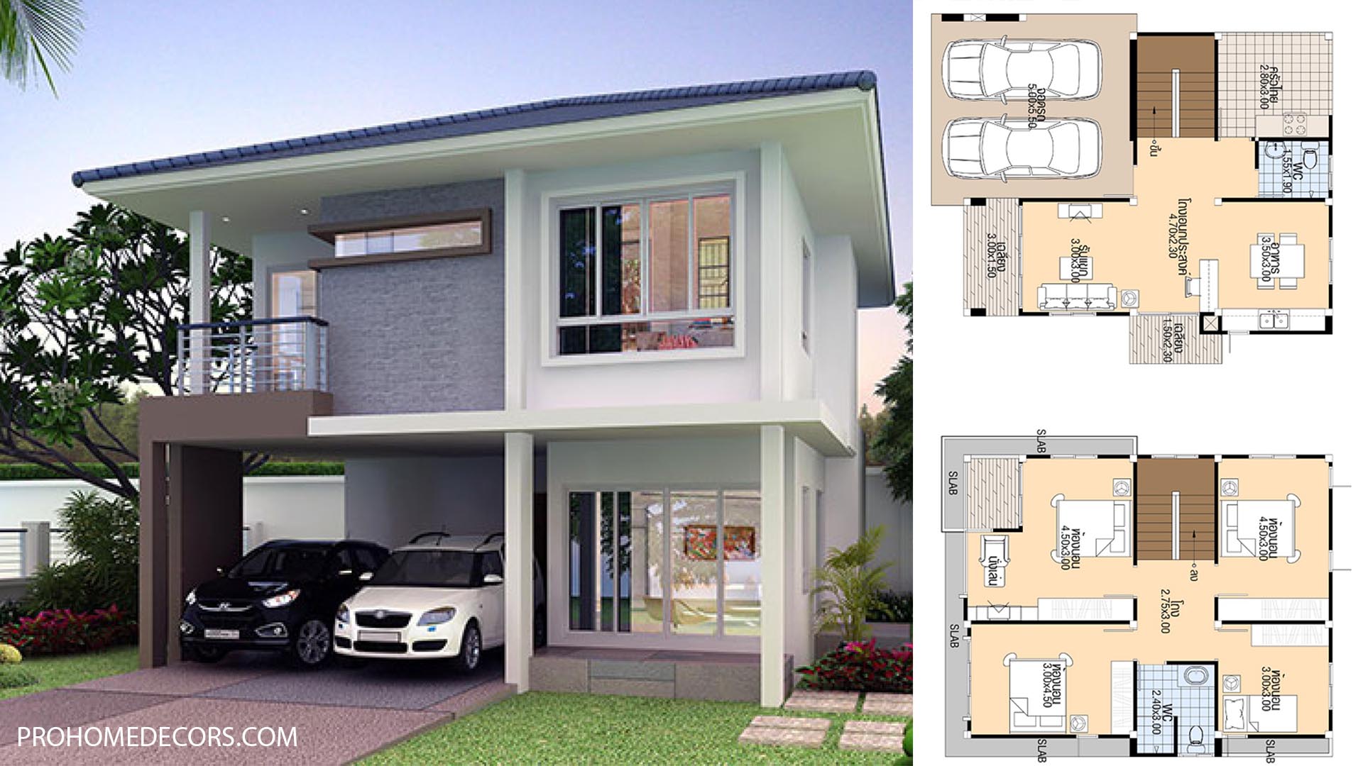 House Design Plans 8x11 with 4 bedrooms