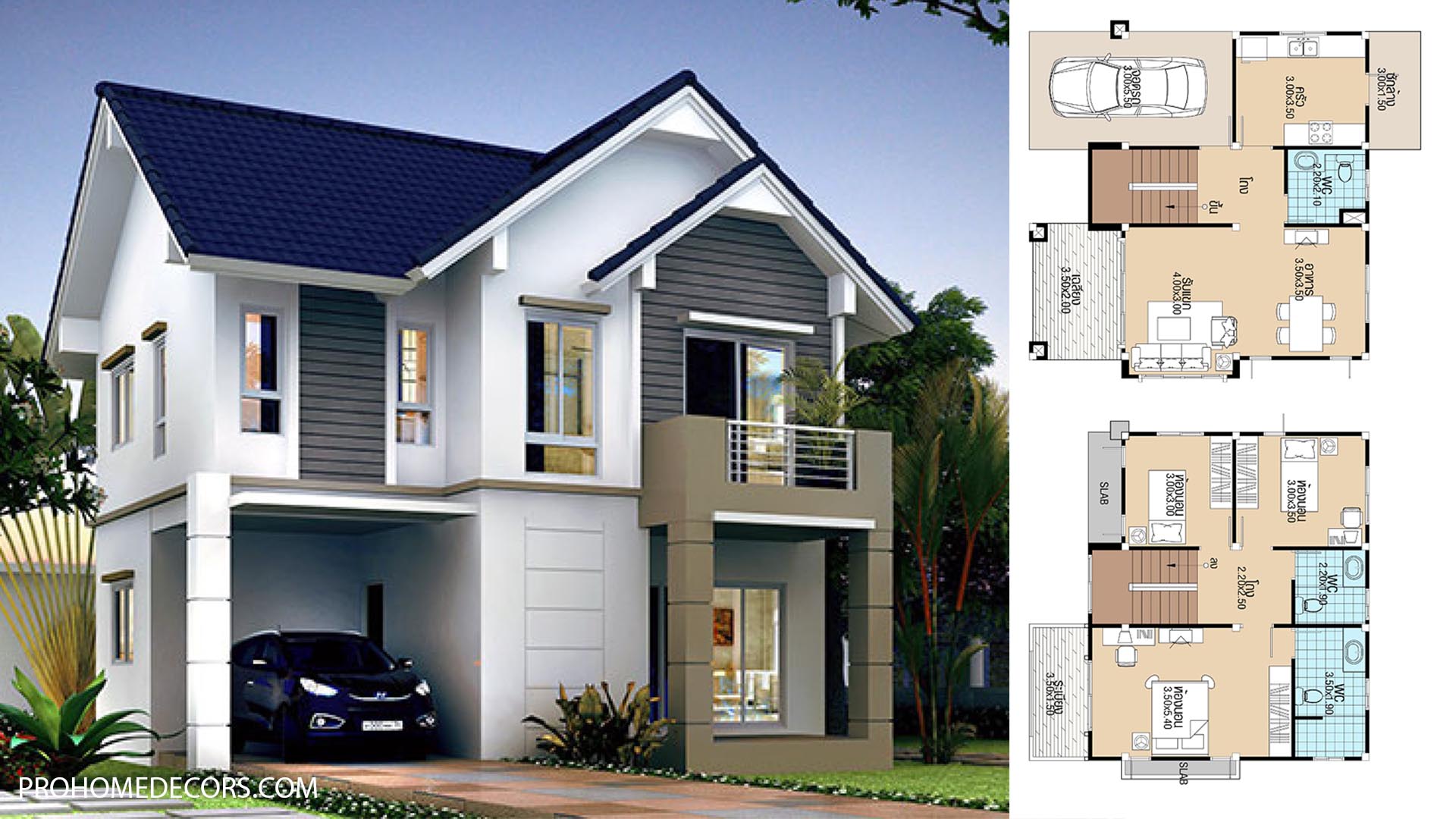 House Plans 9.2x8.5 with 3 Bedrooms