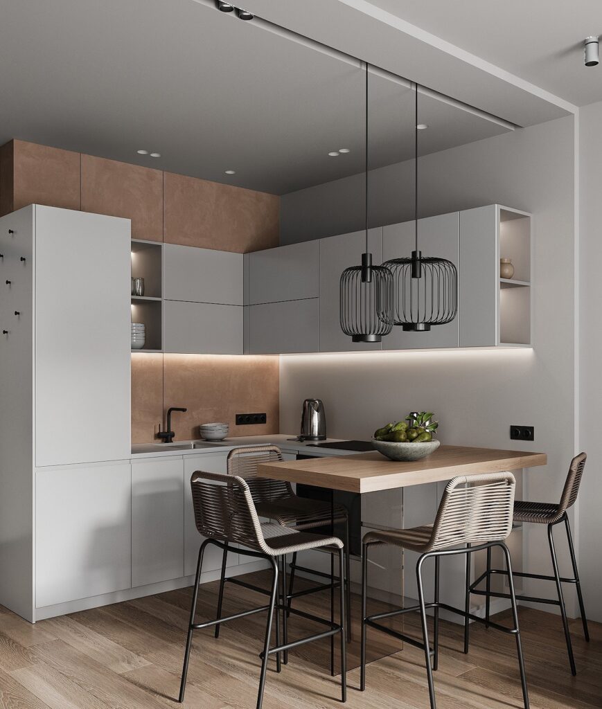 Small U-Shaped Kitchen Idea with Breakfast Bar - Pro Home DecorS